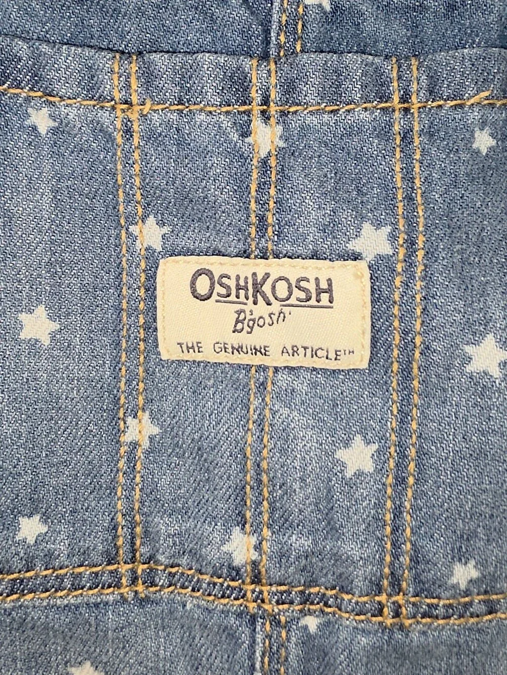 OshKosh B'gosh Girls' Blue Star Print Denim Short Overalls, Size 5T